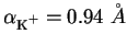 $\alpha _{\zs\K^+} = 0.94\ \AA$