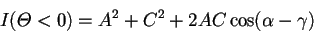 \begin{displaymath}
I(\MT<0)=A^2+C^2+2AC\cos(\alpha-\gamma){\rm
}\end{displaymath}