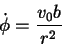 \begin{displaymath}\dot{\phi} = \frac{v_0 b}{r^2}
\end{displaymath}